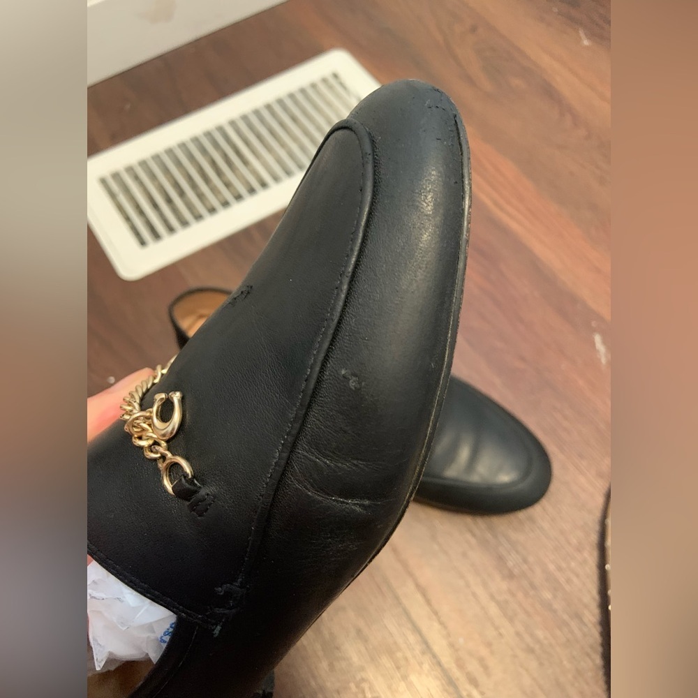 Hanna coach lambs leather loafers logo chain fall black casual classic $280 - Picture 7 of 10